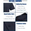 imageCOOFANDY Mens Casual Henley Shirt Band Collar Short Sleeve Shirt Summer Beach Hippie TShirtNavy Blue