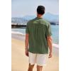 imageCOOFANDY Mens Casual Henley Shirt Band Collar Short Sleeve Shirt Summer Beach Hippie TShirtOlive Green