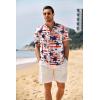 imageCOOFANDY Mens Casual Henley Shirt Band Collar Short Sleeve Shirt Summer Beach Hippie TShirtRed White Flag Blue Stars