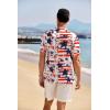 imageCOOFANDY Mens Casual Henley Shirt Band Collar Short Sleeve Shirt Summer Beach Hippie TShirtRed White Flag Blue Stars