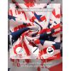 imageCOOFANDY Mens Casual Henley Shirt Band Collar Short Sleeve Shirt Summer Beach Hippie TShirtRed White Flag Blue Stars