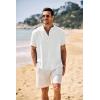 imageCOOFANDY Mens Casual Henley Shirt Band Collar Short Sleeve Shirt Summer Beach Hippie TShirtWhite