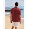 imageCOOFANDY Mens Casual Henley Shirt Band Collar Short Sleeve Shirt Summer Beach Hippie TShirtWine Red