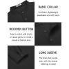 imageCOOFANDY Mens Casual Henley Shirt Long Sleeve Band Collar Shirts Summer Beach Hippie Button TShirtsBlack