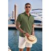 imageCOOFANDY Mens Casual Henley Shirt Short Sleeve Band Collar Linen Shirt Summer Beach Hippie TShirtsArmy Green