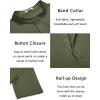 imageCOOFANDY Mens Casual Henley Shirt Short Sleeve Band Collar Linen Shirt Summer Beach Hippie TShirtsArmy Green