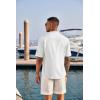 imageCOOFANDY Mens Casual Henley Shirt Short Sleeve Band Collar Linen Shirt Summer Beach Hippie TShirtsAwhite