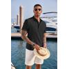 imageCOOFANDY Mens Casual Henley Shirt Short Sleeve Band Collar Linen Shirt Summer Beach Hippie TShirtsBlack