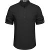 imageCOOFANDY Mens Casual Henley Shirt Short Sleeve Band Collar Linen Shirt Summer Beach Hippie TShirtsBlack