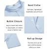 imageCOOFANDY Mens Casual Henley Shirt Short Sleeve Band Collar Linen Shirt Summer Beach Hippie TShirtsBlue