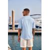 imageCOOFANDY Mens Casual Henley Shirt Short Sleeve Band Collar Linen Shirt Summer Beach Hippie TShirtsBlue