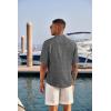 imageCOOFANDY Mens Casual Henley Shirt Short Sleeve Band Collar Linen Shirt Summer Beach Hippie TShirtsDark Gray