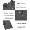 imageCOOFANDY Mens Casual Henley Shirt Short Sleeve Band Collar Linen Shirt Summer Beach Hippie TShirtsDark Gray