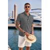 imageCOOFANDY Mens Casual Henley Shirt Short Sleeve Band Collar Linen Shirt Summer Beach Hippie TShirtsDark Gray