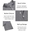 imageCOOFANDY Mens Casual Henley Shirt Short Sleeve Band Collar Linen Shirt Summer Beach Hippie TShirtsFlecking Navy Blue