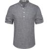 imageCOOFANDY Mens Casual Henley Shirt Short Sleeve Band Collar Linen Shirt Summer Beach Hippie TShirtsFlecking Navy Blue