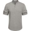imageCOOFANDY Mens Casual Henley Shirt Short Sleeve Band Collar Linen Shirt Summer Beach Hippie TShirtsLight Grey