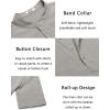 imageCOOFANDY Mens Casual Henley Shirt Short Sleeve Band Collar Linen Shirt Summer Beach Hippie TShirtsLight Grey