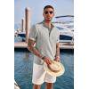imageCOOFANDY Mens Casual Henley Shirt Short Sleeve Band Collar Linen Shirt Summer Beach Hippie TShirtsLight Grey
