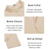 imageCOOFANDY Mens Casual Henley Shirt Short Sleeve Band Collar Linen Shirt Summer Beach Hippie TShirtsLight Khaki