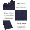 imageCOOFANDY Mens Casual Henley Shirt Short Sleeve Band Collar Linen Shirt Summer Beach Hippie TShirtsNavy Blue