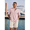 imageCOOFANDY Mens Casual Henley Shirt Short Sleeve Band Collar Linen Shirt Summer Beach Hippie TShirtsPink