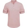 imageCOOFANDY Mens Casual Henley Shirt Short Sleeve Band Collar Linen Shirt Summer Beach Hippie TShirtsPink