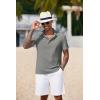 imageCOOFANDY Mens Casual Henley Shirt Short Sleeve Band Collar Shirt Summer Beach Hippie Vacation T Shirt with ButtonDark Grey