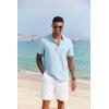 imageCOOFANDY Mens Casual Henley Shirt Short Sleeve Band Collar Shirt Summer Beach Hippie Vacation T Shirt with ButtonLight Blue
