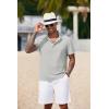 imageCOOFANDY Mens Casual Henley Shirt Short Sleeve Band Collar Shirt Summer Beach Hippie Vacation T Shirt with ButtonLight Grey