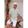 imageCOOFANDY Mens Casual Henley Shirt Short Sleeve Band Collar Shirt Summer Beach Hippie Vacation T Shirt with ButtonLight Grey