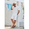 imageCOOFANDY Mens Casual Henley Shirt Short Sleeve Linen Shirt Band Collar Summer Hippie Beach TShirts01white