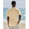 imageCOOFANDY Mens Casual Henley Shirt Short Sleeve Linen Shirt Band Collar Summer Hippie Beach TShirtsBeige