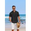 imageCOOFANDY Mens Casual Henley Shirt Short Sleeve Linen Shirt Band Collar Summer Hippie Beach TShirtsBlack