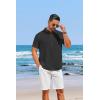 imageCOOFANDY Mens Casual Henley Shirt Short Sleeve Linen Shirt Band Collar Summer Hippie Beach TShirtsBlack