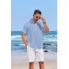 imageCOOFANDY Mens Casual Henley Shirt Short Sleeve Linen Shirt Band Collar Summer Hippie Beach TShirtsBlue
