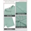 imageCOOFANDY Mens Casual Henley Shirt Short Sleeve Linen Shirt Band Collar Summer Hippie Beach TShirtsGreen