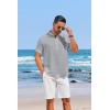 imageCOOFANDY Mens Casual Henley Shirt Short Sleeve Linen Shirt Band Collar Summer Hippie Beach TShirtsGrey