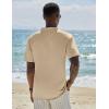 imageCOOFANDY Mens Casual Henley Shirt Short Sleeve Linen Shirt Band Collar Summer Hippie Beach TShirtsLight Khaki