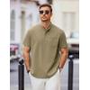 imageCOOFANDY Mens Casual Henley Shirts Band Collar Short Sleeve TShirts Summer Stylish Beach Hippie ShirtArmy Green