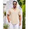 imageCOOFANDY Mens Casual Henley Shirts Band Collar Short Sleeve TShirts Summer Stylish Beach Hippie ShirtBeige