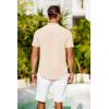 imageCOOFANDY Mens Casual Henley Shirts Band Collar Short Sleeve TShirts Summer Stylish Beach Hippie ShirtBeige