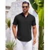 imageCOOFANDY Mens Casual Henley Shirts Band Collar Short Sleeve TShirts Summer Stylish Beach Hippie ShirtBlack Tees