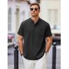 imageCOOFANDY Mens Casual Henley Shirts Band Collar Short Sleeve TShirts Summer Stylish Beach Hippie ShirtBlack Tees