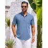 imageCOOFANDY Mens Casual Henley Shirts Band Collar Short Sleeve TShirts Summer Stylish Beach Hippie ShirtBlue