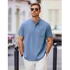 imageCOOFANDY Mens Casual Henley Shirts Band Collar Short Sleeve TShirts Summer Stylish Beach Hippie ShirtBlue