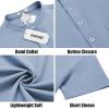 imageCOOFANDY Mens Casual Henley Shirts Band Collar Short Sleeve TShirts Summer Stylish Beach Hippie ShirtLight Blue