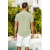 imageCOOFANDY Mens Casual Henley Shirts Band Collar Short Sleeve TShirts Summer Stylish Beach Hippie ShirtLight Green