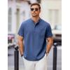 imageCOOFANDY Mens Casual Henley Shirts Band Collar Short Sleeve TShirts Summer Stylish Beach Hippie ShirtNavy Blue