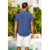 imageCOOFANDY Mens Casual Henley Shirts Band Collar Short Sleeve TShirts Summer Stylish Beach Hippie ShirtNavy Blue